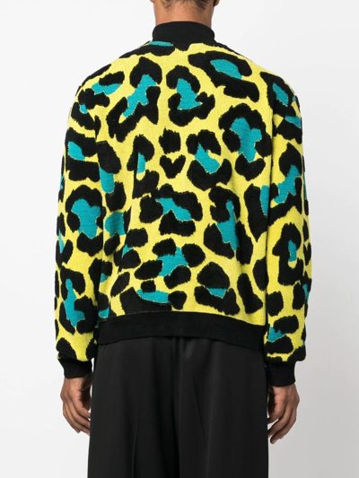Shop Versace Leopard-print V-neck Cardigan In Schwarz
