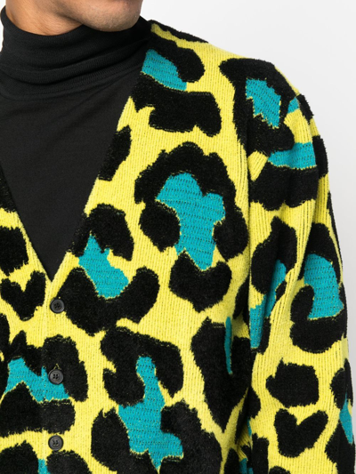 Shop Versace Leopard-print V-neck Cardigan In Schwarz