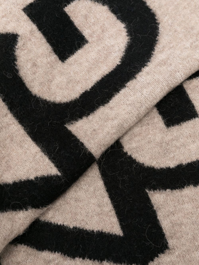 Gestuz Intarsia-logo Scarf In Schwarz