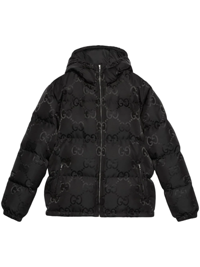 Gucci Black Padded Jacket In Jumbo Gg Fabric In Schwarz