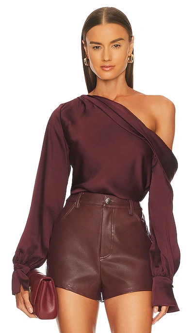 Shop Jonathan Simkhai Alice One Shoulder Top In Mulberry