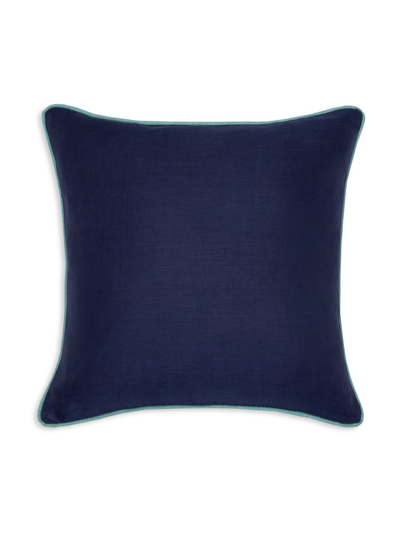 Shop Sferra Manarola Linen Decorative Pillow In Midnight Aqua