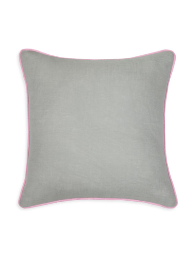 Shop Sferra Manarola Linen Decorative Pillow In Grey Cotton Candy