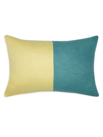 Shop Sferra Festa Linen Decorative Pillow In Aqua