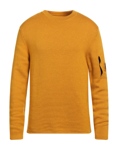 Shop C.p. Company C. P. Company Man Sweater Ocher Size 36 Wool, Cotton, Viscose In Yellow