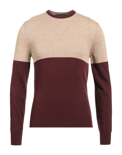 Shop Vneck Man Sweater Burgundy Size 46 Wool, Viscose, Acrylic In Red