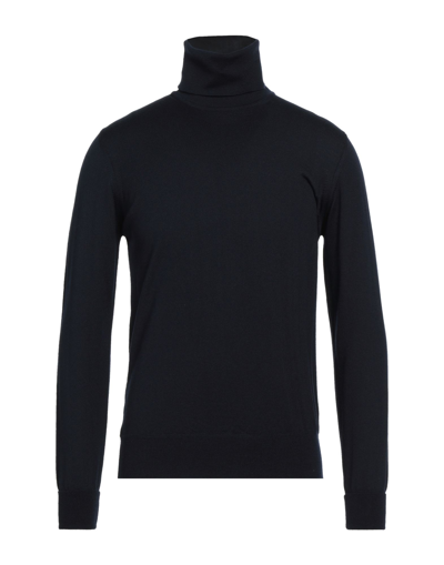 Alpha Studio Man Turtleneck Black Size 40 Merino Wool In Blue