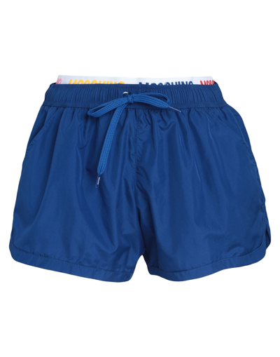 Shop Moschino Woman Beach Shorts And Pants Blue Size L Polyester, Polyamide, Elastane