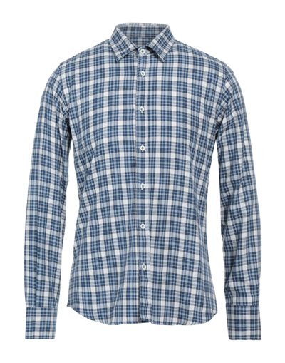 Shop Alessandro Dell'acqua Man Shirt Blue Size 16 Cotton, Elastane