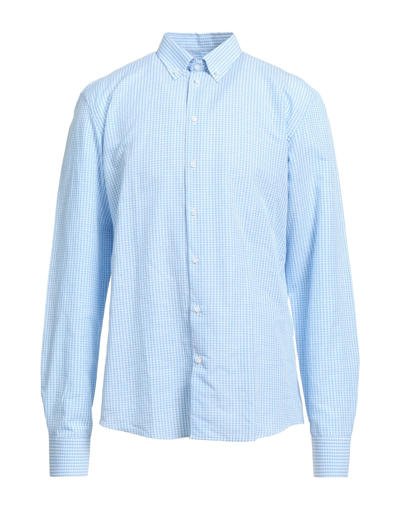 Shop Gazzarrini Man Shirt Azure Size Xxl Cotton, Linen In Blue