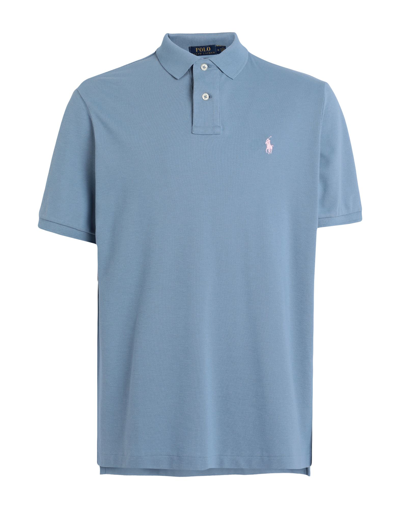 Shop Polo Ralph Lauren Classic Fit Mesh Polo Shirt Man Polo Shirt Pastel Blue Size S Cotton