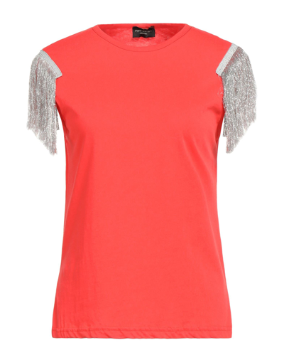 Shop Angela Mele Milano Woman T-shirt Coral Size M Cotton In Red