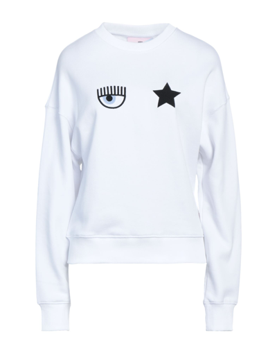 Shop Chiara Ferragni Woman Sweatshirt White Size M Cotton, Elastane