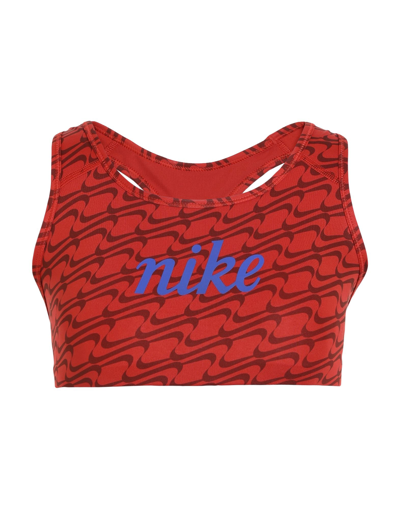 Shop Nike Dri-fit Swoosh Women's Sportsbra Woman Top Brick Red Size S Polyester, Elastane