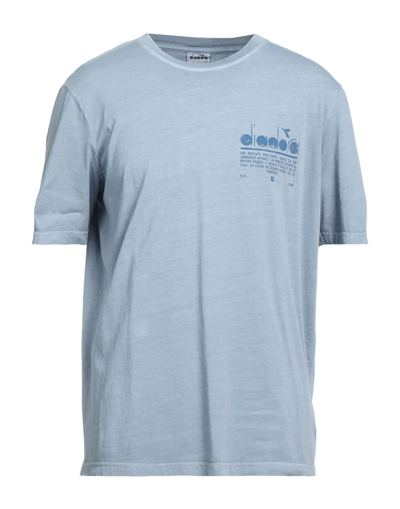 Shop Diadora Man T-shirt Sky Blue Size L Cotton