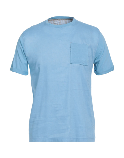 Shop Hamaki-ho Man T-shirt Sky Blue Size Xxl Cotton, Linen