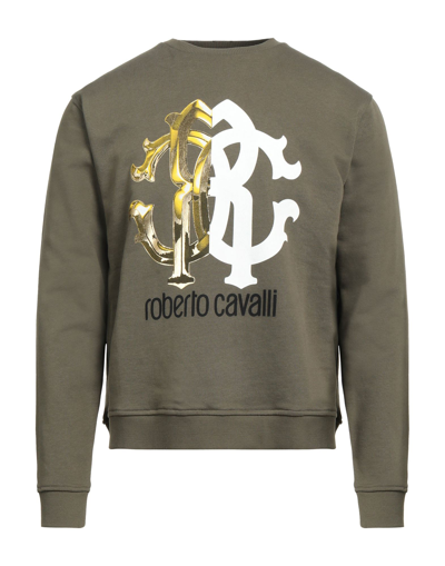 Shop Roberto Cavalli Man Sweatshirt Military Green Size S Cotton