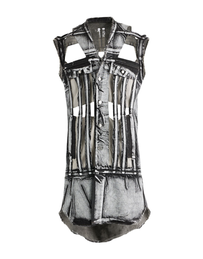 Rick Owens Distressed Denim Sleeveless Jacket In Black