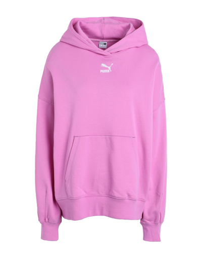 Shop Puma Classics Oversized Hoodie Tr Woman Sweatshirt Mauve Size S Cotton In Purple