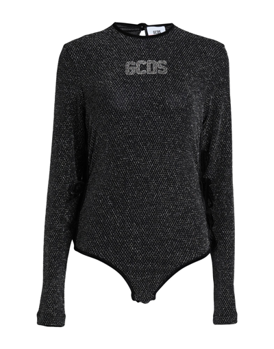 Shop Gcds Woman T-shirt Black Size M Polyamide, Metal, Elastane