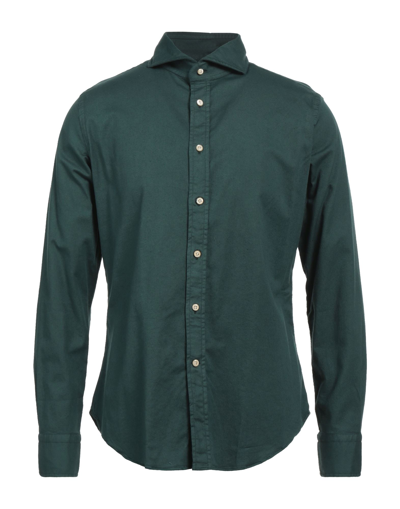 Shop Bolzonella 1934 Man Shirt Dark Green Size 15 ¾ Cotton, Elastane