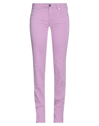 Shop Jacob Cohёn Woman Pants Pink Size 30 Cotton, Elastane