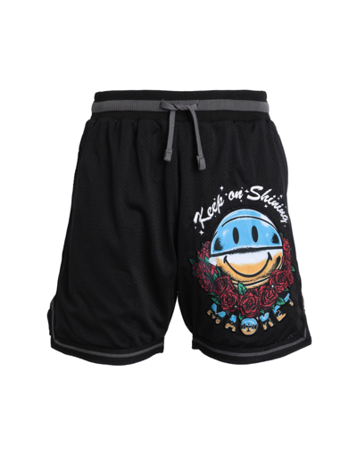 Shop Market Smiley Keep On Shining Mesh Shorts Man Shorts & Bermuda Shorts Black Size Xl Polyester