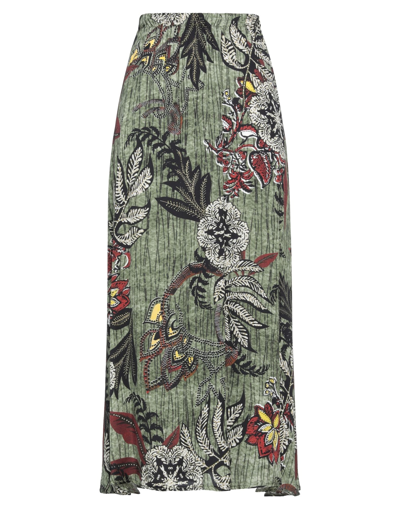 Shop Angela Mele Milano Woman Long Skirt Green Size S Viscose, Silk