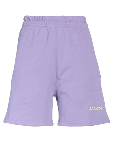 Livincool Woman Shorts & Bermuda Shorts Purple Size Xs Cotton In Purple