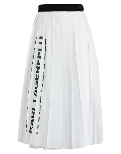Shop Karl Lagerfeld Pleated Wrap Skirt Woman Midi Skirt White Size 8 Polyester