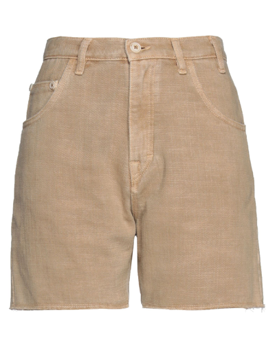 Shop Novemb3r Woman Denim Shorts Sand Size 30 Cotton, Polyester In Beige
