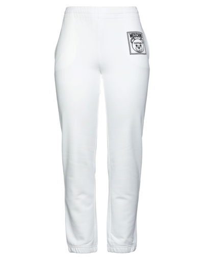 MOSCHINO MOSCHINO WOMAN PANTS WHITE SIZE 2 COTTON, POLYESTER 