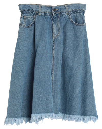 Shop Manila Grace Woman Denim Skirt Blue Size 29 Cotton