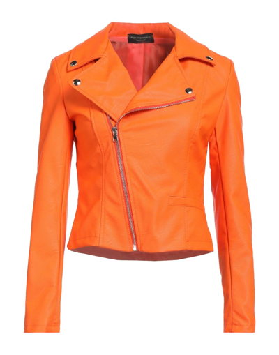 Shop Angela Mele Milano Woman Jacket Orange Size L Rayon, Polyurethane