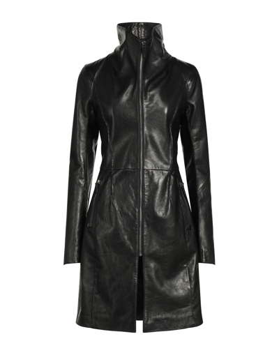 Shop V.sp....of Vespucci Vespucci By Vsp Woman Overcoat Black Size 10 Lambskin