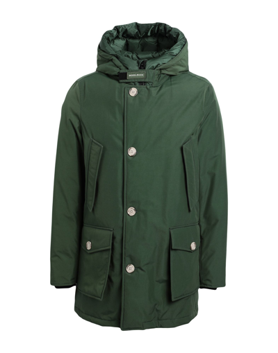 Shop Woolrich Arctic Parka Man Down Jacket Green Size Xl Cotton, Polyamide