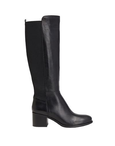 Shop Leonardo Principi Leather Stretch Tall Boots Woman Boot Black Size 8 Calfskin