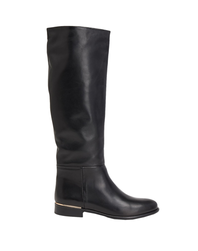 Shop Leonardo Principi Leather Tall Boots With Embellishment Woman Boot Black Size 8 Calfskin
