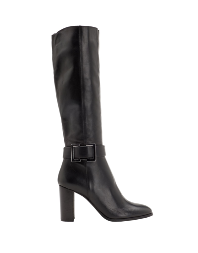 Shop Leonardo Principi Leather Heeled Tall Boots Woman Boot Black Size 10 Calfskin