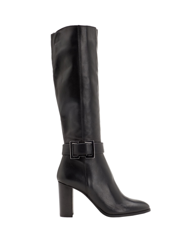 Shop Leonardo Principi Leather Heeled Tall Boots Woman Boot Black Size 8 Calfskin