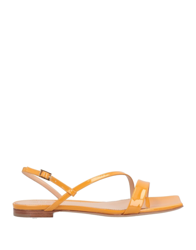 Shop Lerre Woman Sandals Ocher Size 7 Soft Leather In Yellow