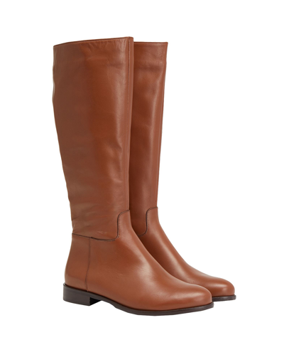 Shop Leonardo Principi Leather Tall Boots Woman Boot Tan Size 8 Calfskin In Brown