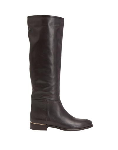 Shop Leonardo Principi Leather Tall Boots With Embellishment Woman Boot Dark Brown Size 7 Calfskin