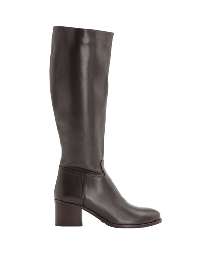 Shop Leonardo Principi Leather Heeled Tall Boots Woman Boot Dark Brown Size 10 Calfskin