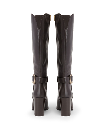 Shop Leonardo Principi Leather Heeled Tall Boots Woman Boot Dark Brown Size 7 Calfskin