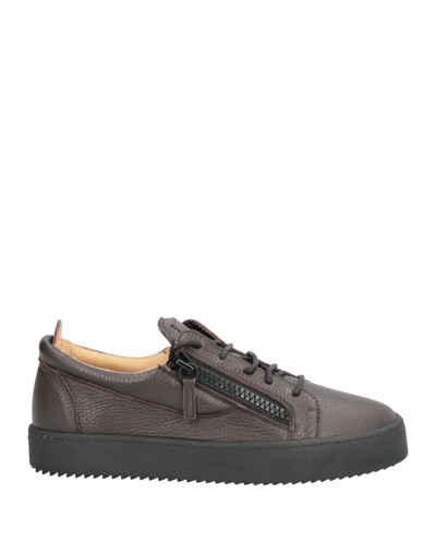 Shop Giuseppe Zanotti Man Sneakers Dark Brown Size 7.5 Soft Leather