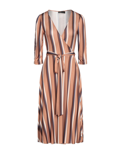 Shop Angela Mele Milano Woman Midi Dress Sand Size 4 Viscose, Polyester, Elastane In Beige