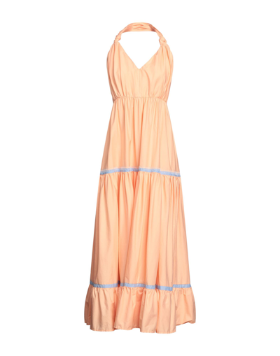 Shop Alessia Santi Woman Maxi Dress Apricot Size 6 Cotton, Polyamide, Elastane In Orange