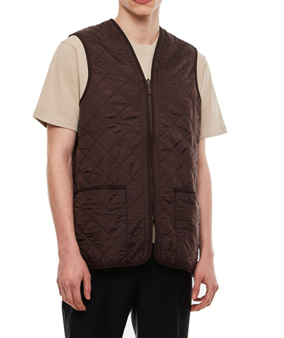 Shop Barbour Reversible Quilted Zipped Vest In Brown