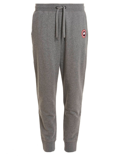 Shop Canada Goose Logo Patch Drawstring Track Pants In Grey